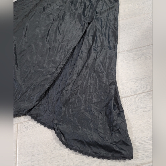 Vintage Slip Dress Maxi Lace Black Gold Y2K Sexy Bows Fashion Bug Size Large - Picture 10 of 11